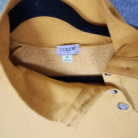 J. Crew Sweatshirt Women's Size Small Sunflower Gold/Yellow 4 Button Mock Neck - Picture 7 of 9